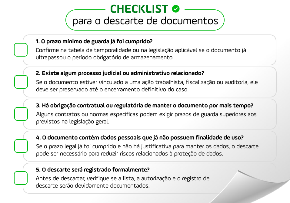 Checklist para o descarte de documentos - Arquivar Academy